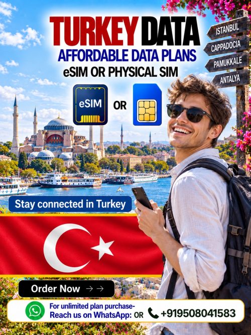 Turkey data eSIM and physical SIM for travelers with affordable plans and Istanbul travel landmarks