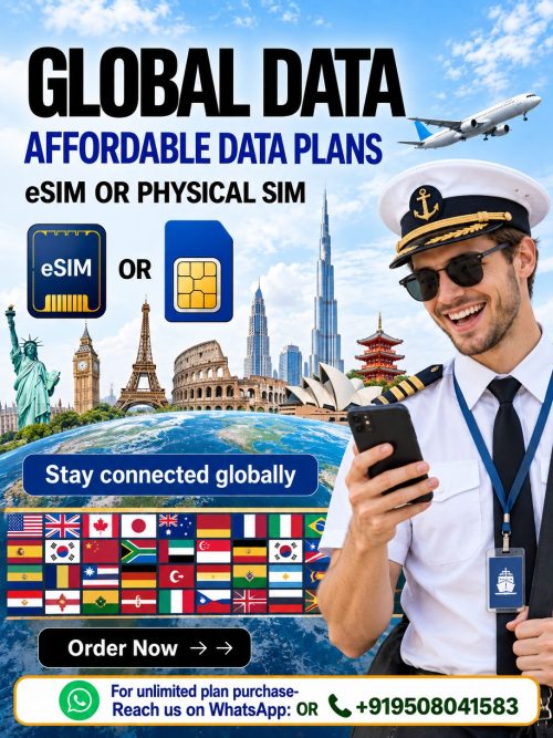 Global data eSIM and physical SIM for seafarers and airline crew needing affordable international mobile data connectivity