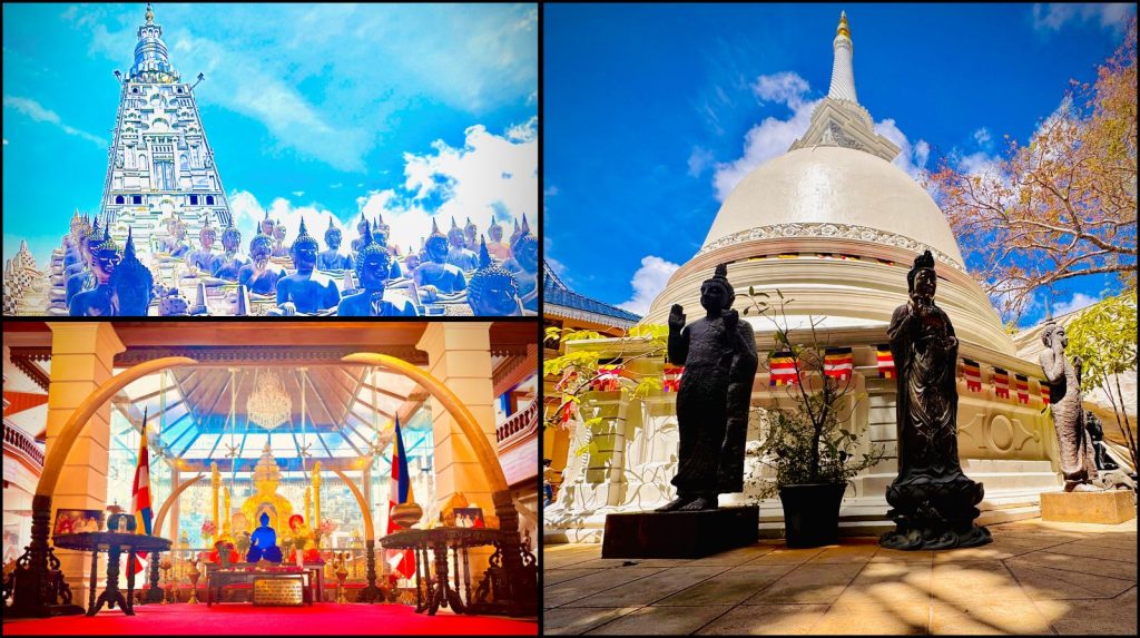 Beautiful view of Gangaramaya Temple in Colombo showcasing its intricate Buddhist architecture and tranquil charm.