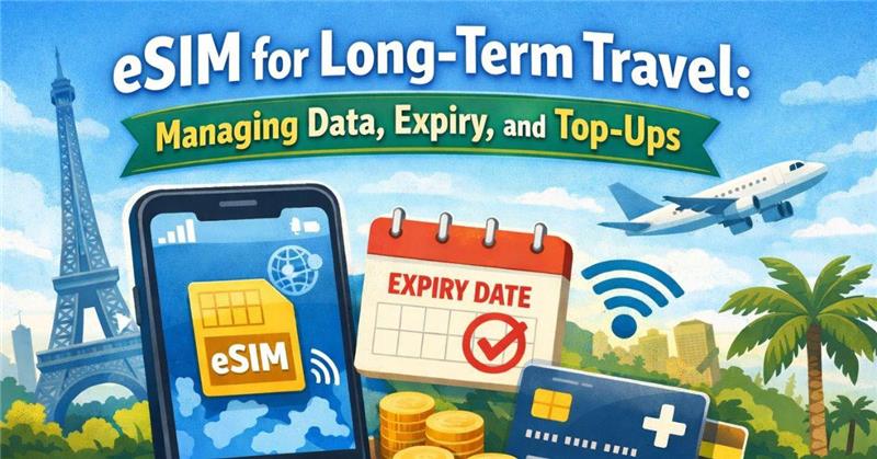 Hubbing Ecom Pvt Ltd | eSIM for Long-Term Travel: Managing Data, Expiry, and Top-Ups