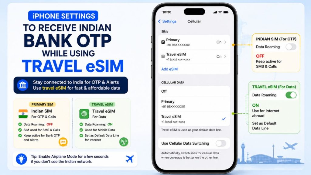 Hubbing Ecom Pvt Ltd | How to Use eSIM Abroad Without Missing Your Indian Bank OTP or UPI Alert