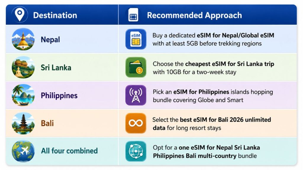 Hubbing Ecom Pvt Ltd | Best eSIM,Physical SIM for Southeast Asia: Nepal, Sri Lanka, Philippines, Bali Compared