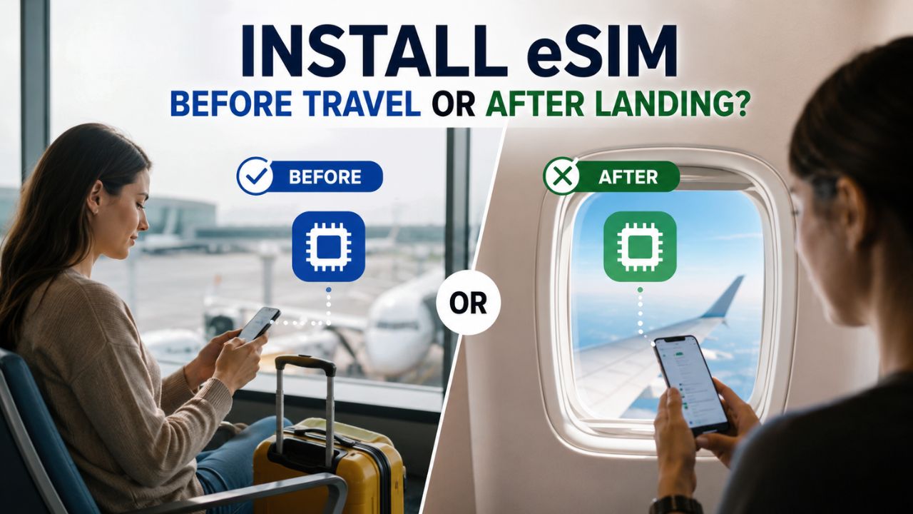Hubbing Ecom Pvt Ltd | Should I Install My eSIM Before Travel or After Landing? The Complete Answer