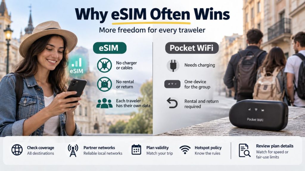 Hubbing Ecom Pvt Ltd | Symbaa  – Global eSIM & Travel SIM | eSIM vs Pocket WiFi vs International Roaming: Which Is Best for Your Trip in 2026?