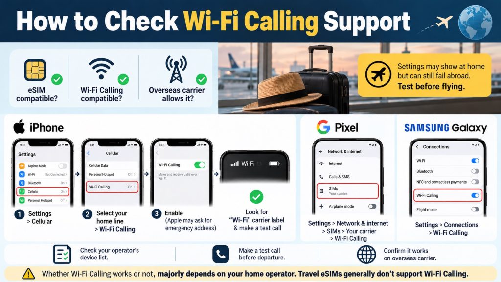 Hubbing Ecom Pvt Ltd | Symbaa  – Global eSIM & Travel SIM | Does Travel eSIM Support Wi-Fi Calling? How to Check Your Phone