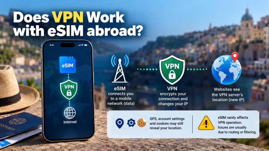Hubbing Ecom Pvt Ltd | Symbaa  – Global eSIM & Travel SIM | Does a VPN Work with Travel eSIM? Common Problems, Fixes & Tips