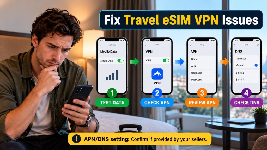Hubbing Ecom Pvt Ltd | Symbaa  – Global eSIM & Travel SIM | Does a VPN Work with Travel eSIM? Common Problems, Fixes & Tips